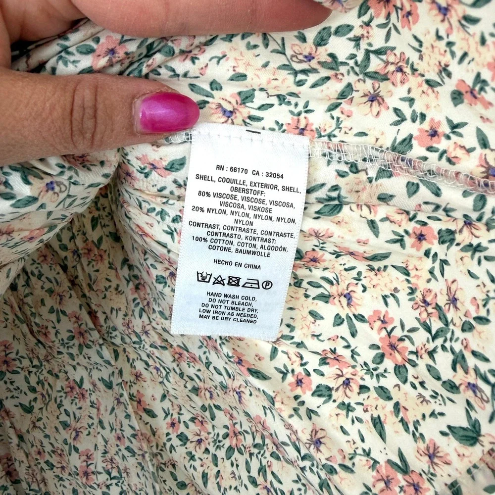 Anthropologie Puff Sleeve Floral Peplum Sweater Top Ivory Women's Size‎ XS